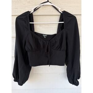 **WILD FABLE** Black Ruched Tie-Front Bustier Crop Top Prairie Boho Women's S